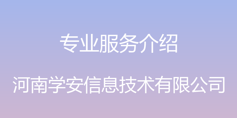 专业服务介绍 - 河南学安信息技术有限公司