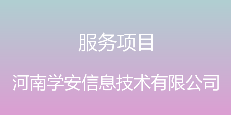 服务项目 - 河南学安信息技术有限公司